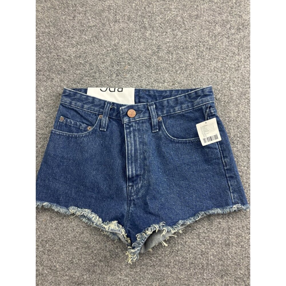 BDG Denim Shorts Womens 25W Blue Cheeky Super High Rise Cutoff Urban Outfitters